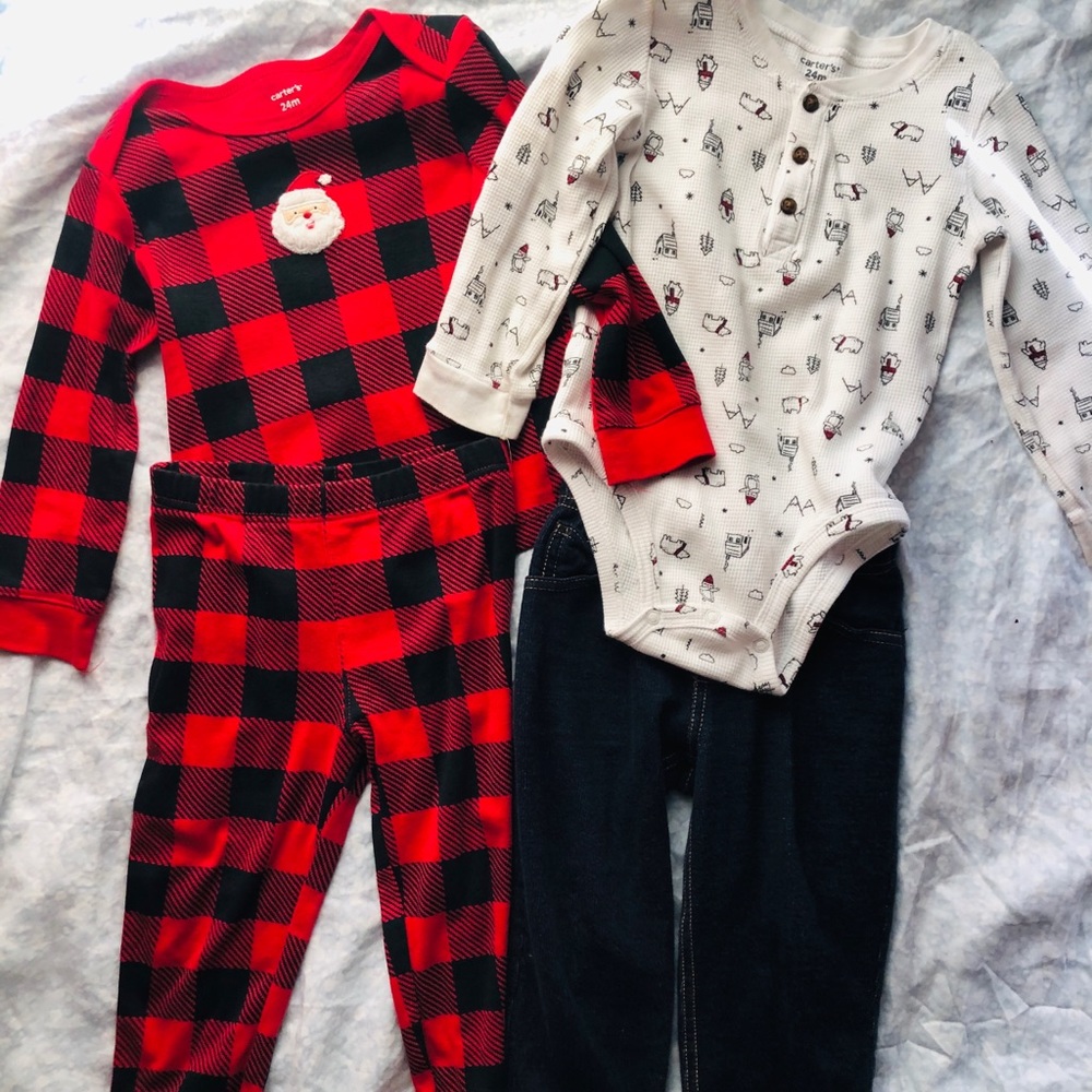 2 sets of Christmas baby boy outfits